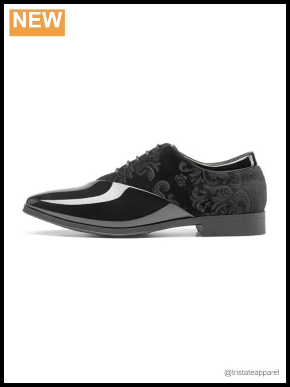Patent Faux Leather & Velvet Lace-Up Formal Oxford Shoes for Men Dress Tuxedo - Picture 2 of 6